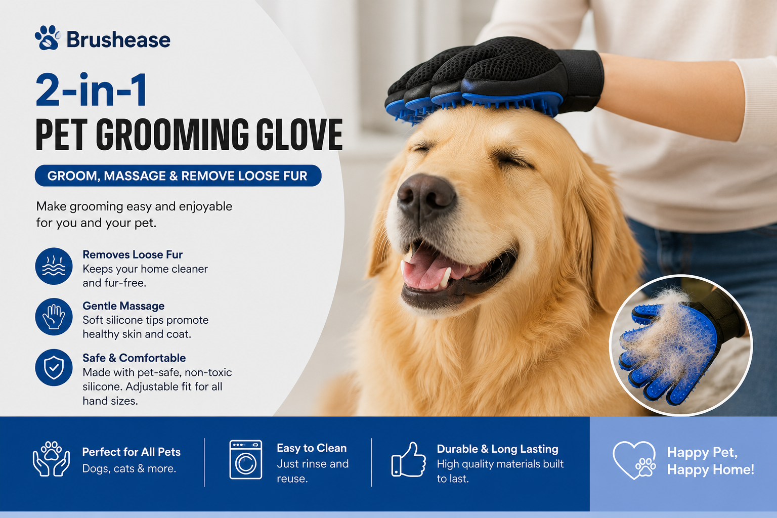 2-in-1 Pet Grooming Glove